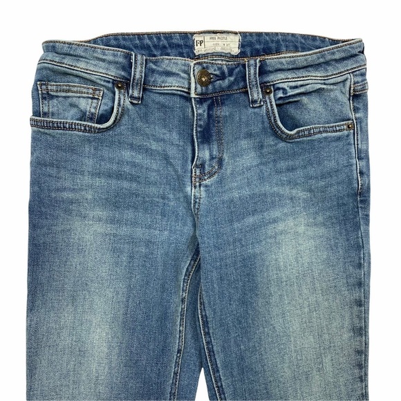 FREE PEOPLE Kentucky Blue Released Side Slit Raw Hem Jeans - Picture 6 of 10